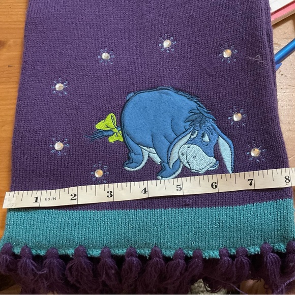 Disney:Purple winter Eeyore scraf with yarn fringe on both ends for adults /kids - Picture 4 of 5